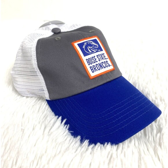 Captivating Hat Boise State Broncos Snapback Trucker Cap Blue White One Size - Picture 1 of 9